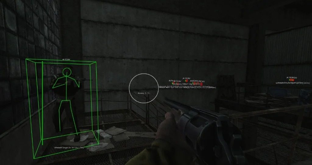 Tarkov hacks wallhack skeleton ESP on an AI scav